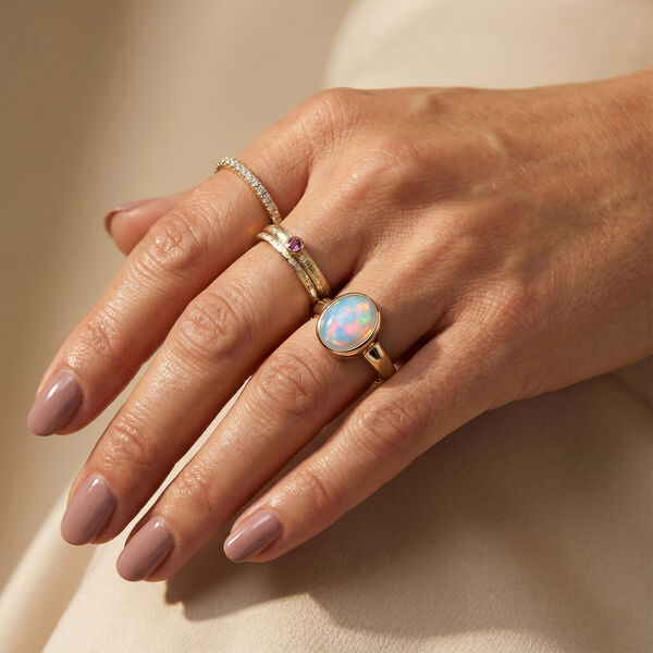 D'Joy AA Nat&uuml;rlicher, &auml;thiopischer Welo Opal Ring 925 Silber 750 Gelbgold vermeil (Gr&ouml;&szlig;e 18.00) ca. 1,06 ct image number 3