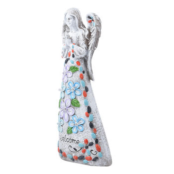 Solarleuchte - Engel, Gr&ouml;&szlig;e 8x9x36,5 cm, Grau und Mehrfarbig
