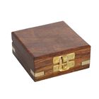 Handgefertigte Holzbox mit eingebautem, goldfarbenem-Kompass Größe 7,6x7,6x3,8 cm image number 6