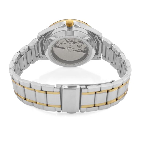 GENOA TIME V2 - Automatik-Armbanduhr, Mechanisches Uhrwerk, Edelstahlarmband, bicolor, Schwarzes Zifferblatt image number 7