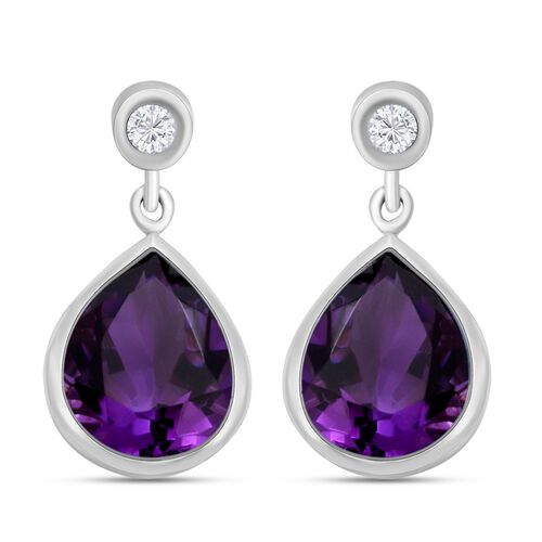 Afrikanische Amethyst und Zirkon-Ohrhänger in Silber, 7,86 ct. image number 0