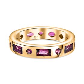 Rhodolith Granat Ring, 925 Silber Gelbgold Vermeil, (Größe 21.00) ca. 2.42 ct