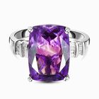 Natürlicher, marokkanischer Amethyst und weißer Diamant-Ring, 925 Silber platiniert (Größe 20.00) ca. 7.08 ct