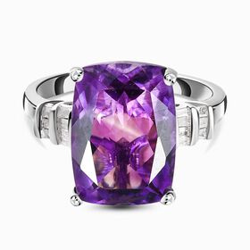 Natürlicher, marokkanischer Amethyst und Diamant-Ring - 7,08 ct.