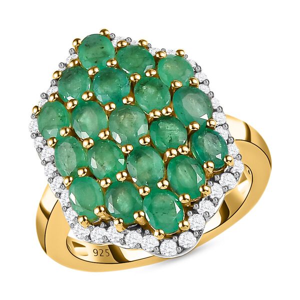 Kagem sambischer Smaragd und Zirkon-Ring - 3,06 ct. image number 4