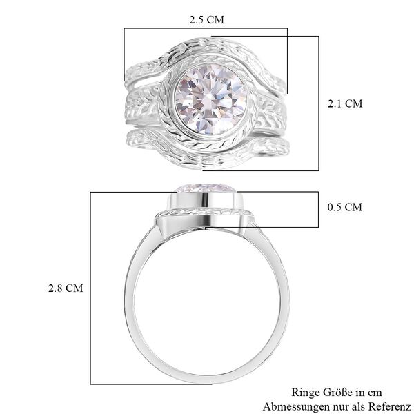 Royal Bali - D Joy Moissanit Ring 925 Silber (Gr&ouml;&szlig;e 20.00) ca. 3.51 ct image number 4