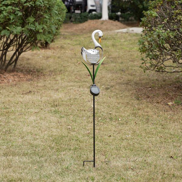 LIVMORE Solar Spinner Lampe G&auml;nse Design, 23x7x90cm, Wei&szlig; image number 2