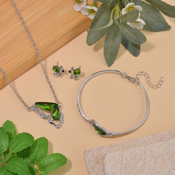 Neongrüner Kristall Schmuckset  Legierung image number 2