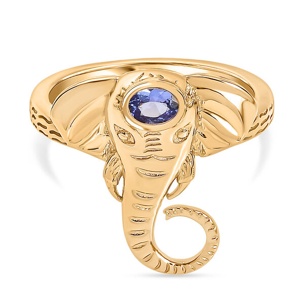 D’joy AA Tansanit Ring 925 Silber 750 Gelb Vergoldet (Größe 17.00) ca. 0,18 ct image number 0