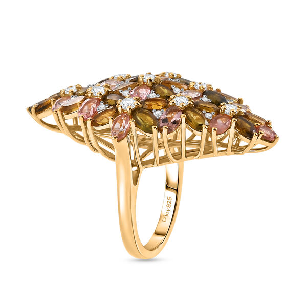 D'Joy AA Mehrfarbig-Turmalin Ring 925 Silber 750 Gelbgold vermeil (Gr&ouml;&szlig;e 18.00) ca. 10,02 ct image number 4