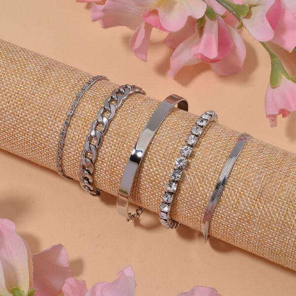 Weißer Kristall Schmuckset Reiner Edelstahl image number 2