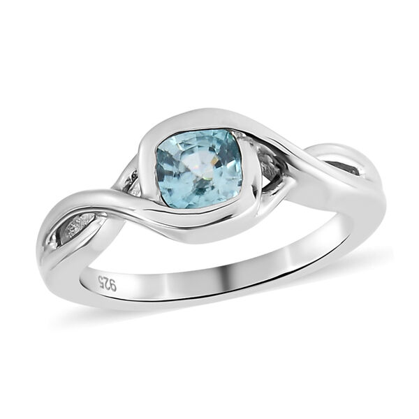 Kambodschanischer blauer Zirkon Ring 925 Silber platiniert  ca. 0,91 ct image number 4