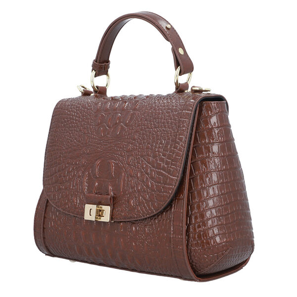 Luxus Crossbody Tasche mit Kroko-Prägung aus echtem Leder, Braun image number 6