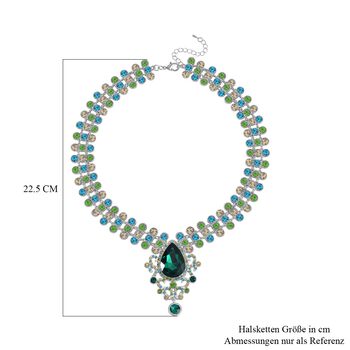 Mehrfarbiger Kristall Halskette ca. 50 cm Legierung