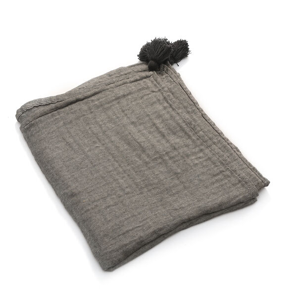 100% Musselin-Baumwolle: 3-lagige Sommerdecke, 160x200 cm, Grau image number 2