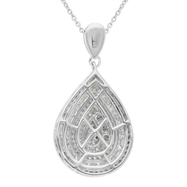 Diamant Teardrop Anh&auml;nger mit Kette ca. 50 cm 925 Silber platiniert 1.05 ct image number 5
