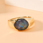 Boulder Opal Triplett Ring 925 Silber vergoldet  ca. 2,11 ct image number 1