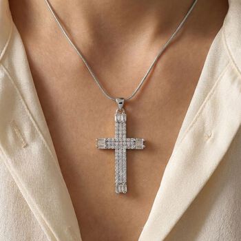 Wei&szlig;er Zirkonia Halskette ca. 52 cm Nickelfreies Messing