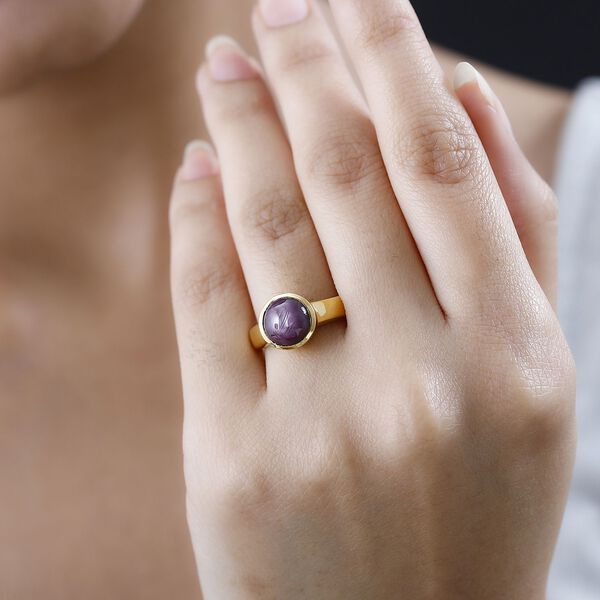 AA Sternrubin Ring, 925 Silber Gelbgold Vermeil, (Gr&ouml;&szlig;e 20.00) ca. 4.66 ct image number 3