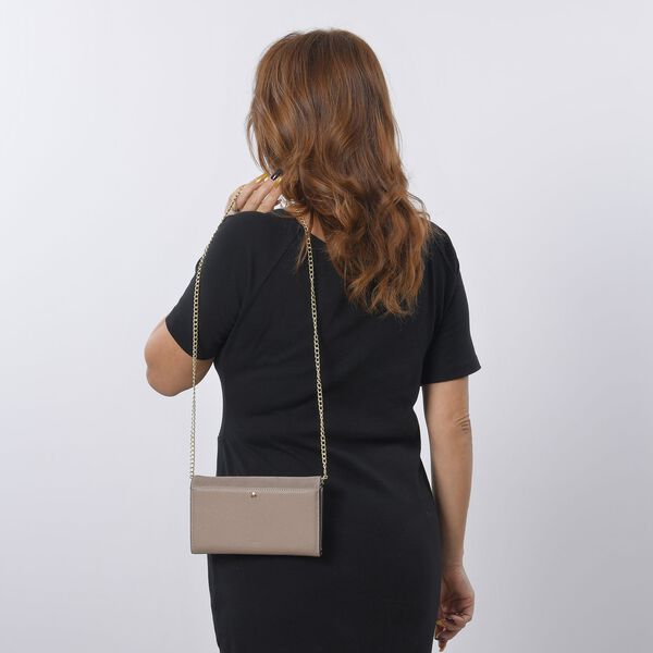 100% Echtleder Clutch mit RFID Schutz, Beige image number 9