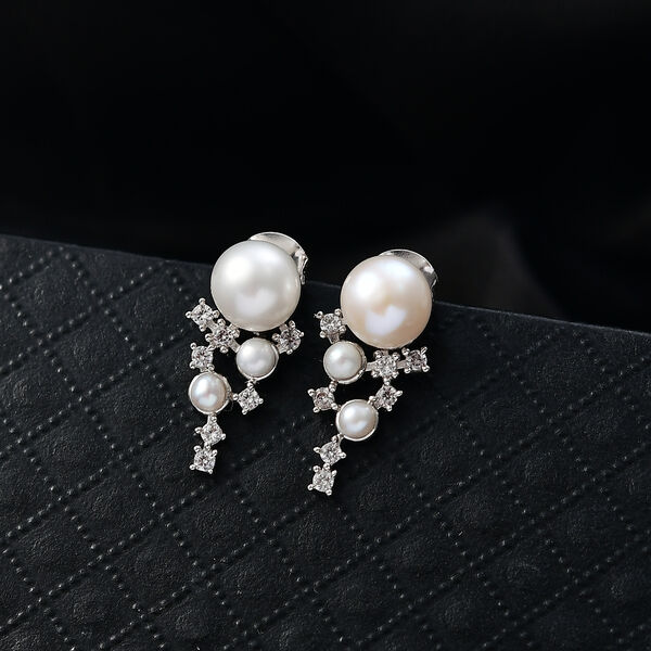 EVER TRUE Süßwasser Perle (7.5-8 mm) Ohrringe Nickelfreies Messing 6.78 ct image number 1