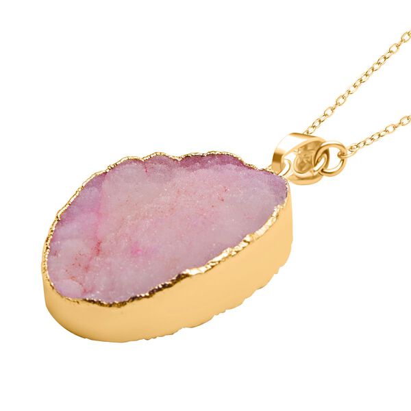 Fuchsia Drusy Quarz Anhänger mit 60cm Kette - 30 ct. image number 2