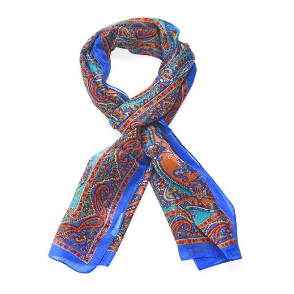 Bedruckter Seidenschal, Blaugr&uuml;n image number 4