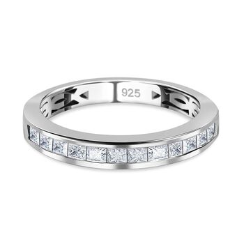 Moissanit Ring, 925 Silber platiniert (Gr&ouml;&szlig;e 17.00) ca. 0.54 ct