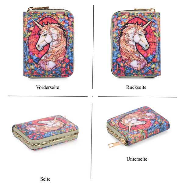 Geldb&ouml;rsen-Set mit Einhornmuster und bedruckter Schal aus 100% Seide image number 6