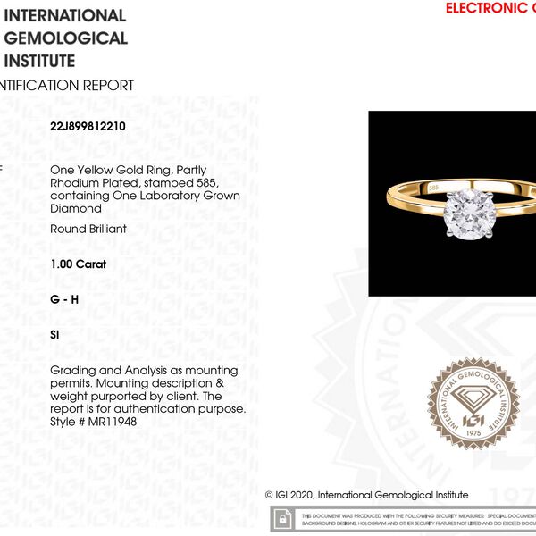 LUXURIANT IGI zertifizierter SI GH Labor Diamant Ring in 585 Gelbgold - 1 ct. image number 6