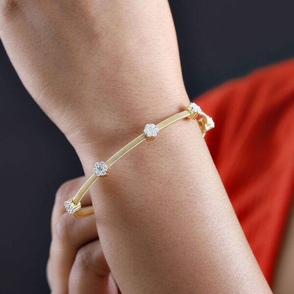 LIMITIERTE AUFLAGE - Moissanit Armreif ca. 19 cm 925 Silber 750 Gelbgold Vermeil ca. 1.20 ct image number 4