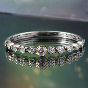 Zweifarbiges Moissanit Armreif, 19 cm - 6,78 ct.