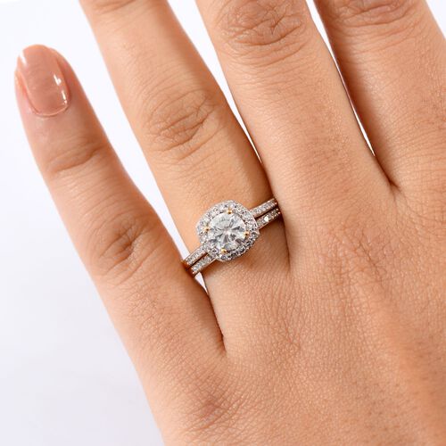 LUXURIANT DIAMOND - Lab Grown Diamant SI Schmuckset 925 Silber 750 Gelbgold Vermeil (Größe 18) ca. 1.50 ct image number 2