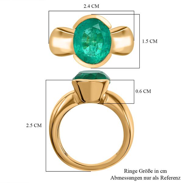 Smaragd-Quarz-Triplette Ring, 925 Silber Gelbgold Vermeil, (Größe 21.00) ca. 5.46 ct image number 7