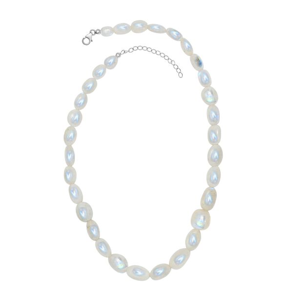 Regenbogen Mondstein Halskette ca. 45 cm 925 Silber rhodiniert ca. 285.00 ct image number 4