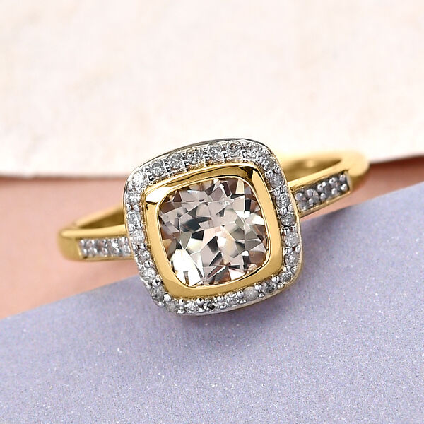 AAA Turkizit und wei&szlig;e Diamanten Halo-Ring in 585 Gold image number 2