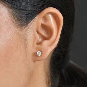 LUXURIANT SGL zertifizierte SI-GH Labor Diamant Ohrringe, 925 Silber 750 Gelbgold Vermeil - 1 ct.