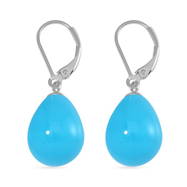 Sleeping Beauty Türkis Farbene Muschelkernperle Ohrringe 925 Silber rhodiniert image number 4