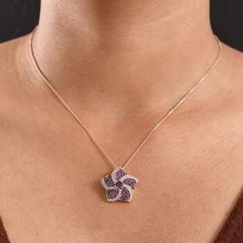 D'Joy Rhodolith Granat und Zirkon Anh&auml;nger mit 50cm Kette - 1,75 ct.