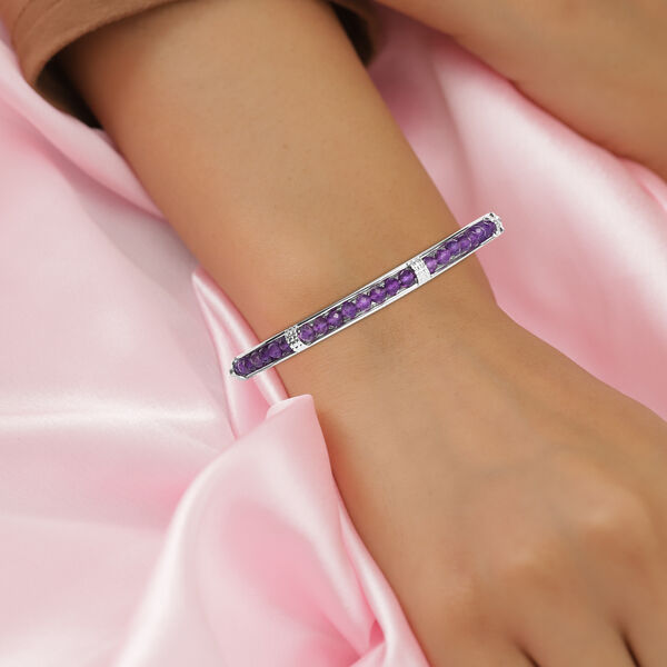 Afrikanischer Amethyst-Armreif, 19 cm, Messing platiniert ca. 20,20 ct image number 4