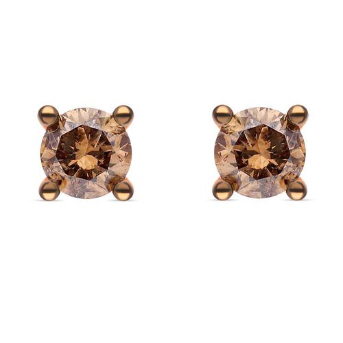 SGL zertifizierte I1-I2 natürliche Champagner-Diamant-Ohrringe - 0,50 ct. image number 0