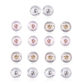 9 Paar Ohrstopper Set Rund, 925 Silber Kern mit Silikon, rhodiniert vergoldet rosévergoldet