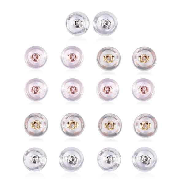 9 Paar Ohrstopper Set Rund, 925 Silber Kern mit Silikon, rhodiniert vergoldet ros&eacute;vergoldet image number 0