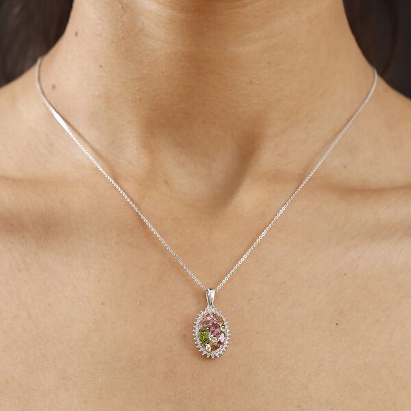 D'Joy AAA Multi-Calabar-Turmalin und Zirkon Anhänger mit 50cm Kette - 2 ct. image number 2