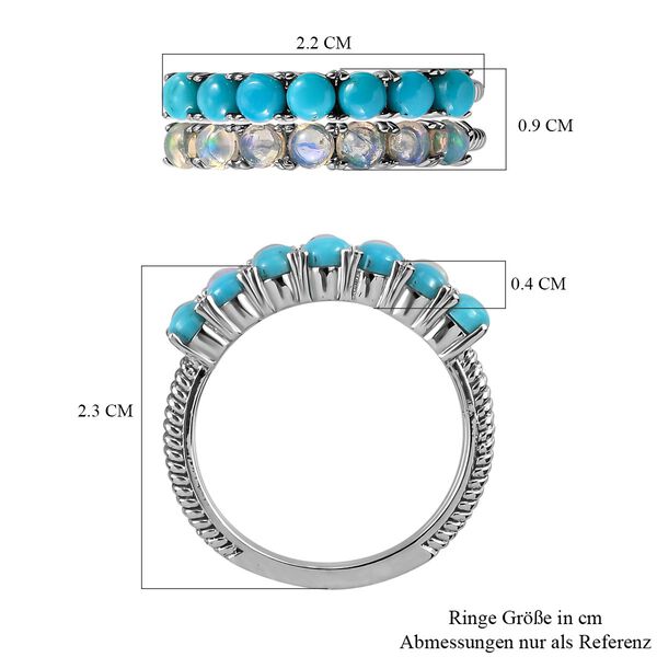 2er Set - Sleeping Beauty Türkis und natürlicher, äthiopischer Opal Ring, Edelstahl, ca. 1,44 ct image number 8