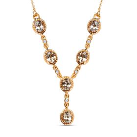 AAA Turkizit und weißes Zirkon Collier, ca. 45 cm, 925 Silber Gelbgold Vermeil ca. 2,42 ct