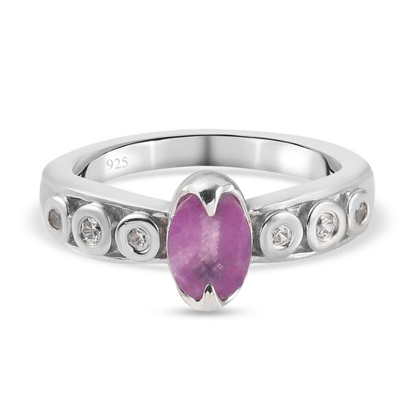 Fissure gef&uuml;llt Rosa Saphir und Zirkon Ring 925 Silber Platin-&Uuml;berzug