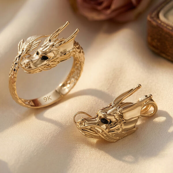 Royal Bali Kollektion- Drachen Ring und Anh&auml;nger in 375 Gold image number 1
