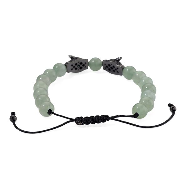 Grüner Aventurin, Schwarzer Zirkonia Armband, Flexibles, Messing Schwarzes Rhodium image number 4