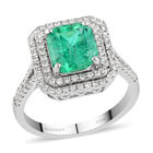 RHAPSODY AAAA kolumbianischer Smaragd und weißer Diamant-Ring, VS E-F, 950 Platin (Größe 19.00) ca. 2.90 ct